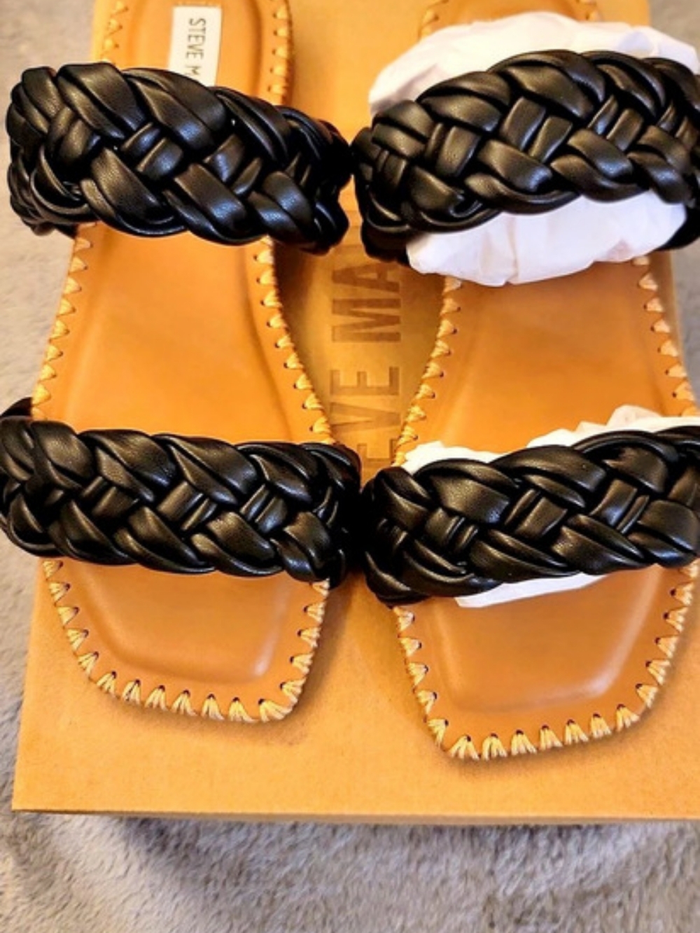 Steve Madden Magnitude Braided Slide Sandals in Black US 8.5 NWT